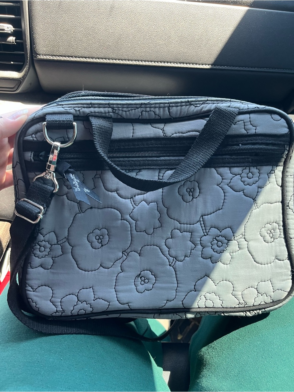 thirty-one Gray Quilted Floral Cosmetic Case